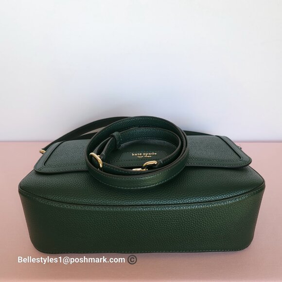KATE SPADE Hudson Pebbled Leather Medium Flap Convertible Shoulder Bag-Northern⭐ - Picture 10 of 16